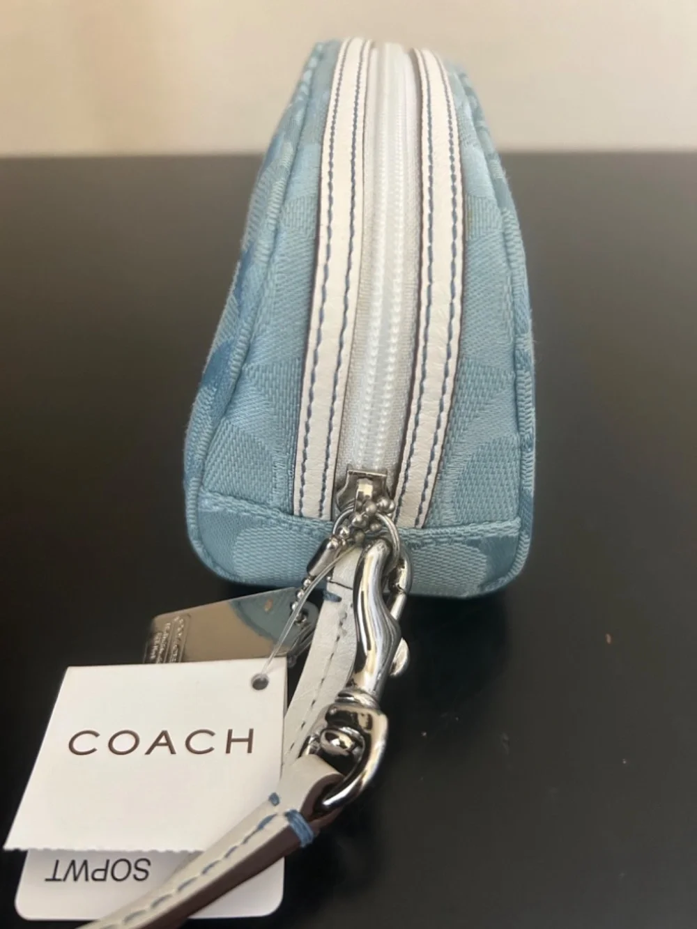 Coach Signature Jacquard Mini Cosmetic Pouch/Wristlet. NWT. Vintage